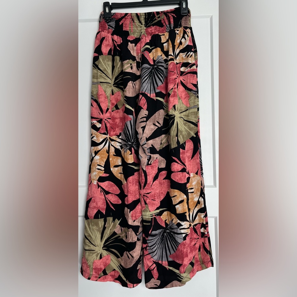 Stylish & Fun Tropical‎ Lightweight Floral Women’s Elastic Waist Pants, Small